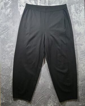 Eileen Fisher L Pullon Relaxed Tapered Ponte Stretch Pants Black